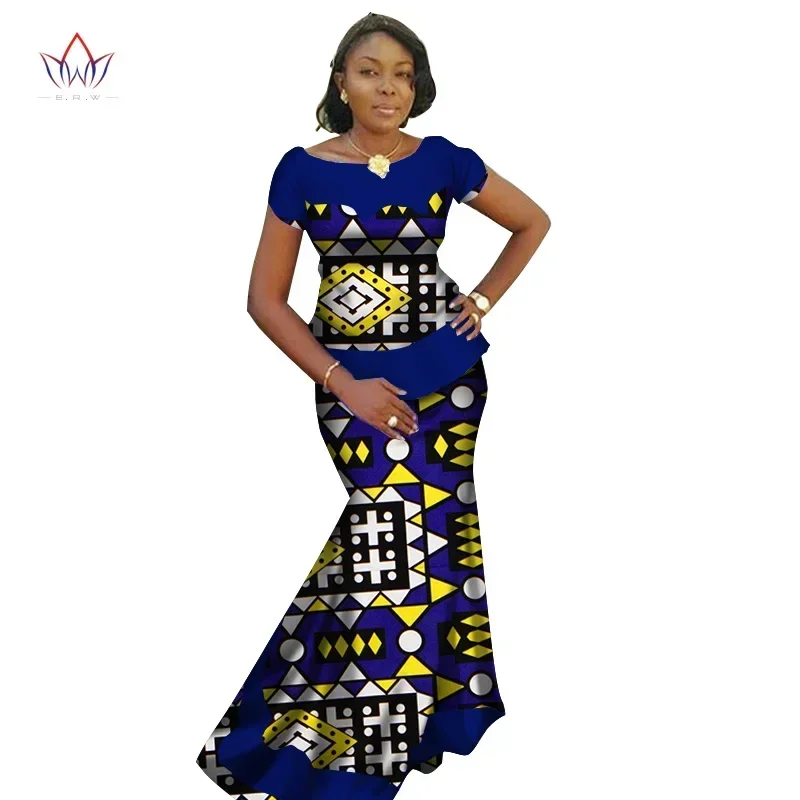 BintaRealWax Summer African Skirt Set for Women Dashiki Plus Size New Style African Clothes Bazin Riche Dress for Party WY2695