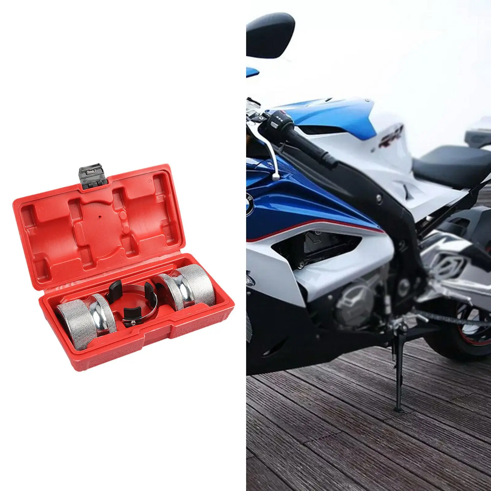 39mm-50mm Motorcycle Adjustable Fork Seal Driver Tool Motorcycle Fork Seal Driver Replacement with Storage Box, Accessories High