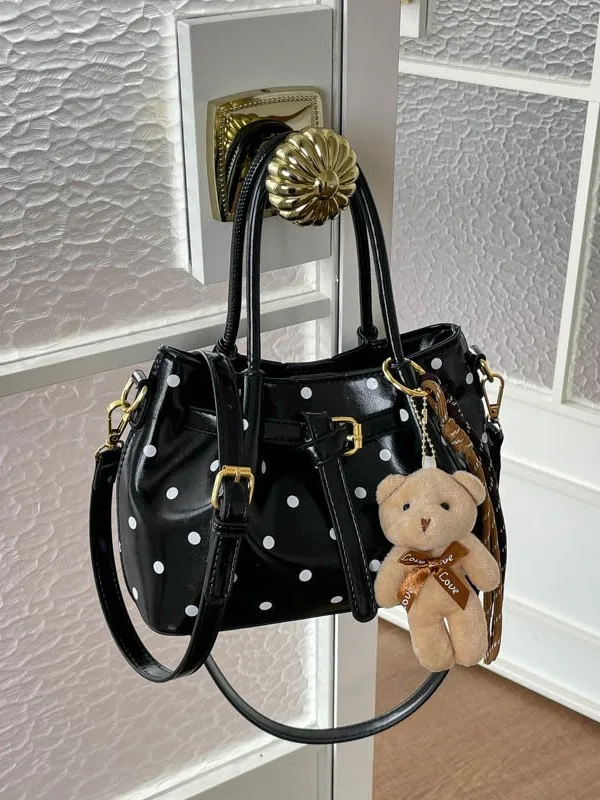 sac-a-main-mini-bucket-elegant-en-cuir-verni-a-pois-sac-bandouliere-multi-positions-avec-sangle-reglable