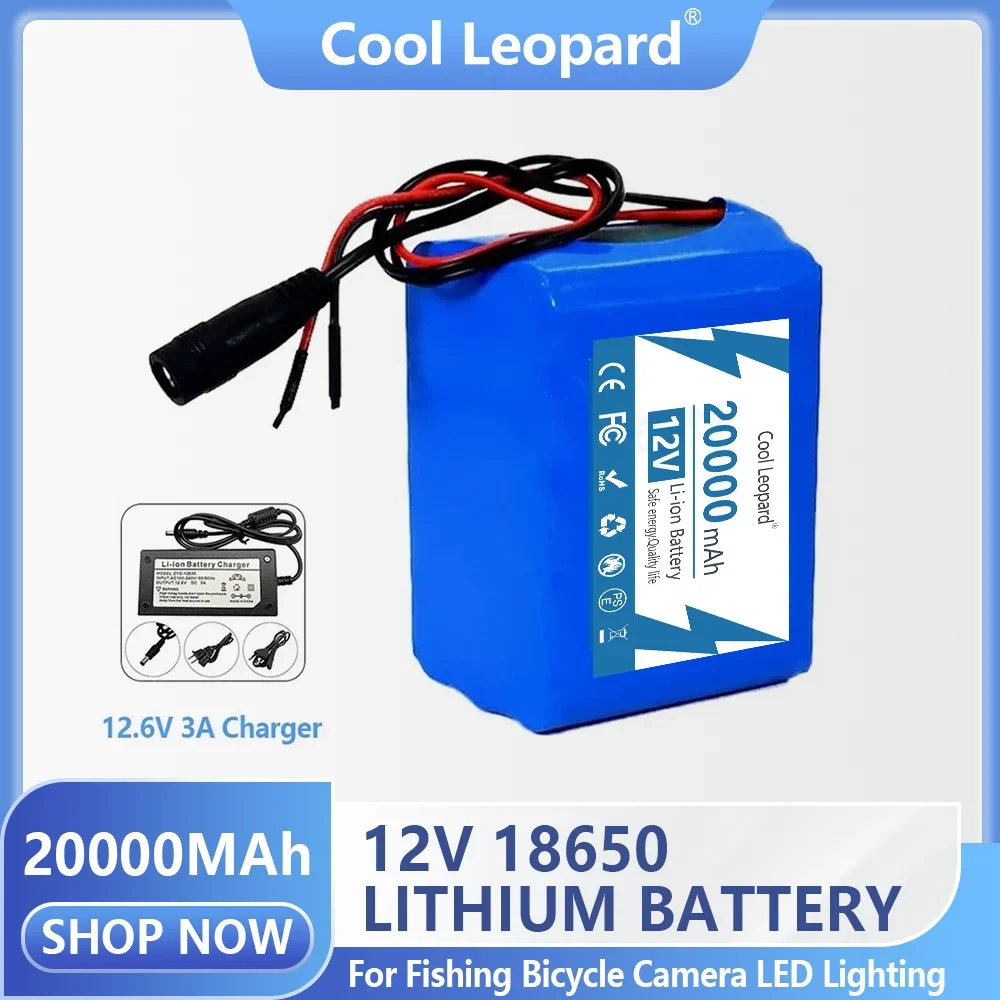 

12V 20000mAh Lithium Battery Pack 18650 Rechargeable Battery with BMS Charger 3S5P for Fishing Bicycle Large Capacity Batteries