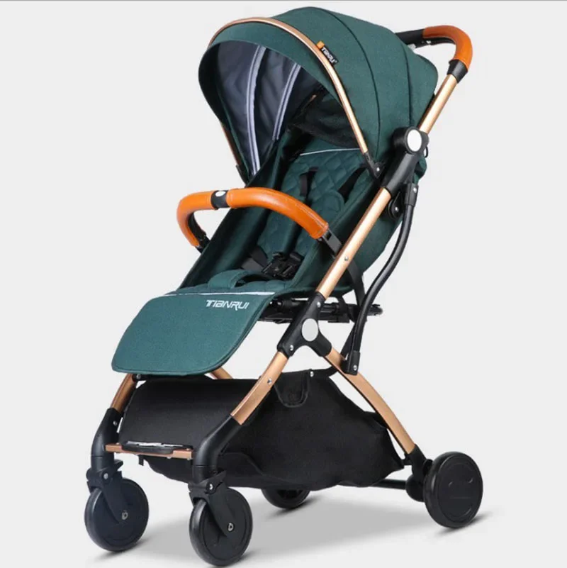 Four Wheel Stroller Lightweight Folding Travel Stroller High Landscape Newborn Two-way Seat Boardable Adjustable Baby Stroller