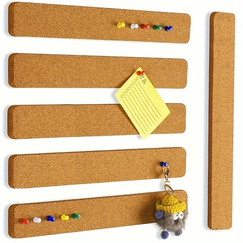 4pcs Romantic Message Board, Self-Adhesive Cork Strips, Cork Felt, Notice Strips, Long Cork Strips, Bulletin Board Message Board