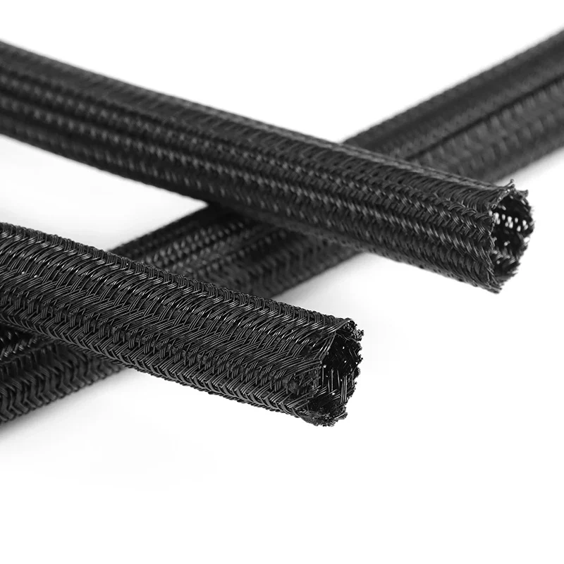 1/2/5/10/50m Zwarte Zelfsluitende Kabelmof 3mm ~ 60mm PET Gevlochten USB-kabel Netsnoer Geïsoleerde Hoge Bescherming Split Sleeving