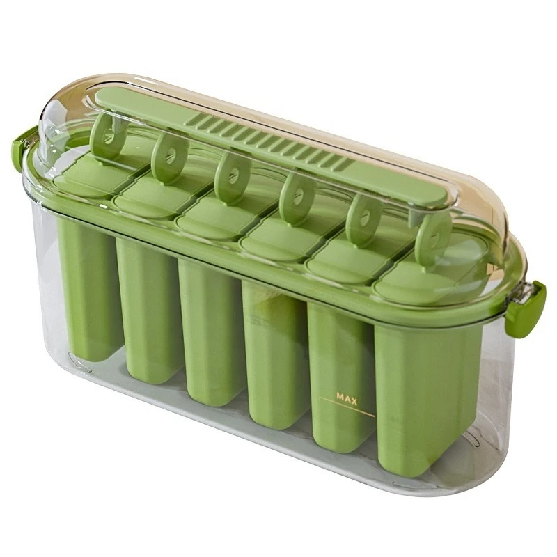 6 Cavities Food Grade Popsicle Molds Set with Storage Box Easy Release Ice Cream Maker