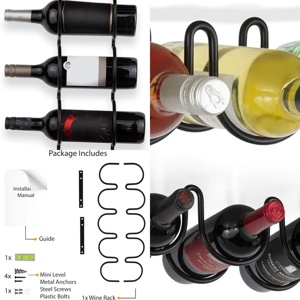 

Kitchen Cabinet Hanging Wine Rack for 5L Bottles, Black Metal Storage Organizer