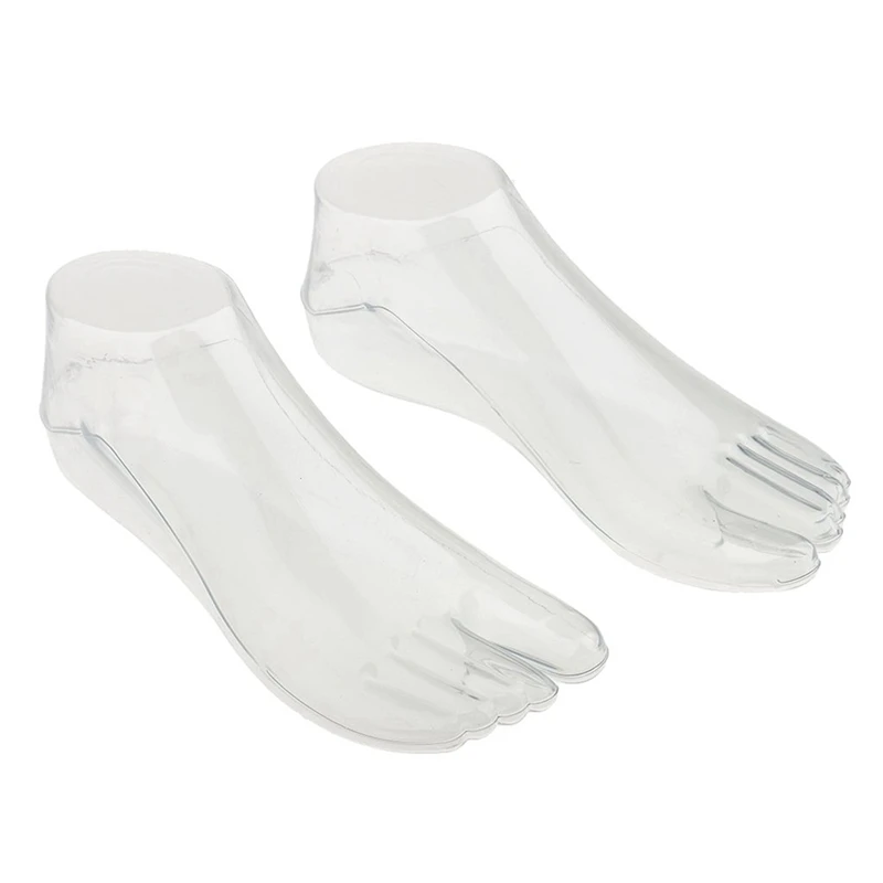 3Pair Female Feet Mannequin Thong Style Foot Model For Sandal Shoe Sock Jewelries Display - Clear