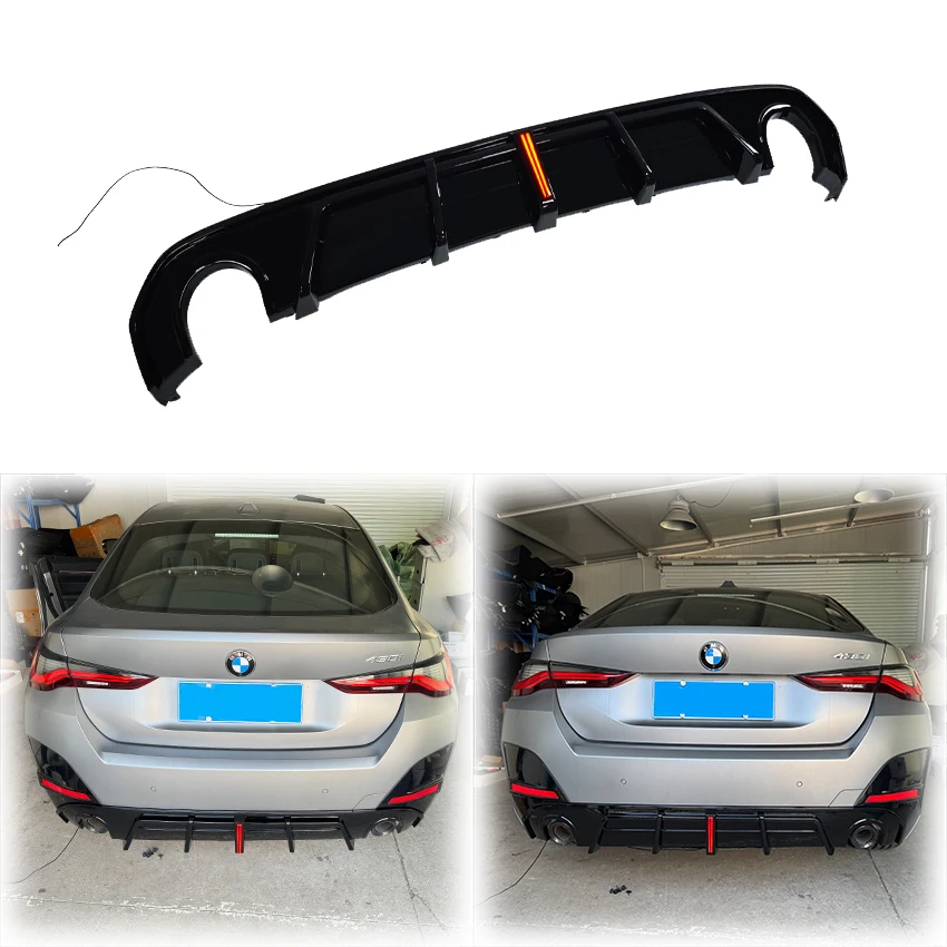 

2020 To 2025 Rear Bumper Diffuser Lip For BMW 4 Series G26 M Sport 4 Door High Quality ABS Glossy Black Led Light Splitter