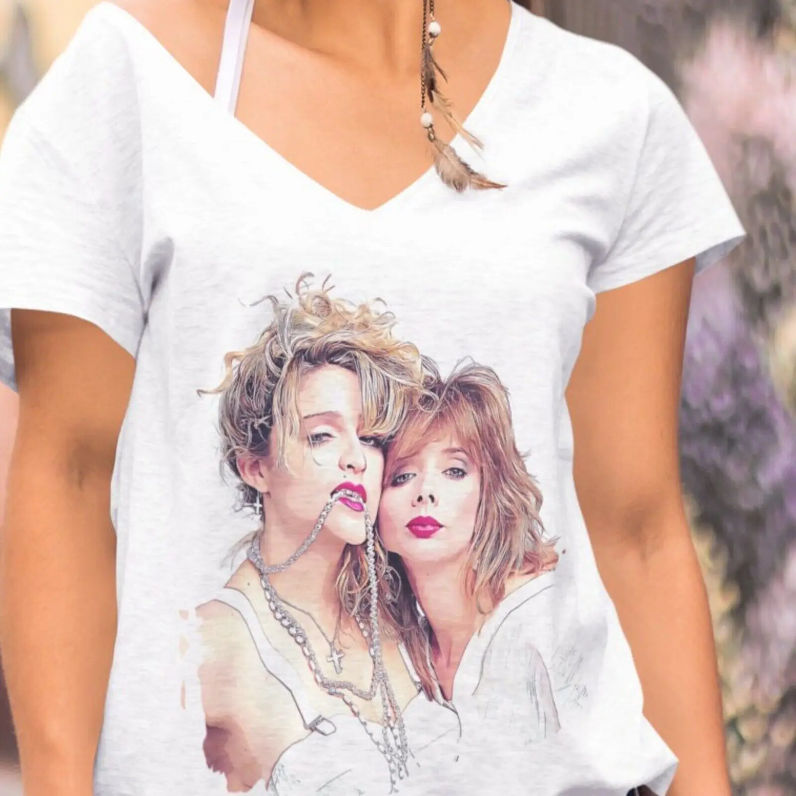 1985 Madonna And Rosanna Arquette Desperately Seeking Susan Illustration Women'S T Shirt