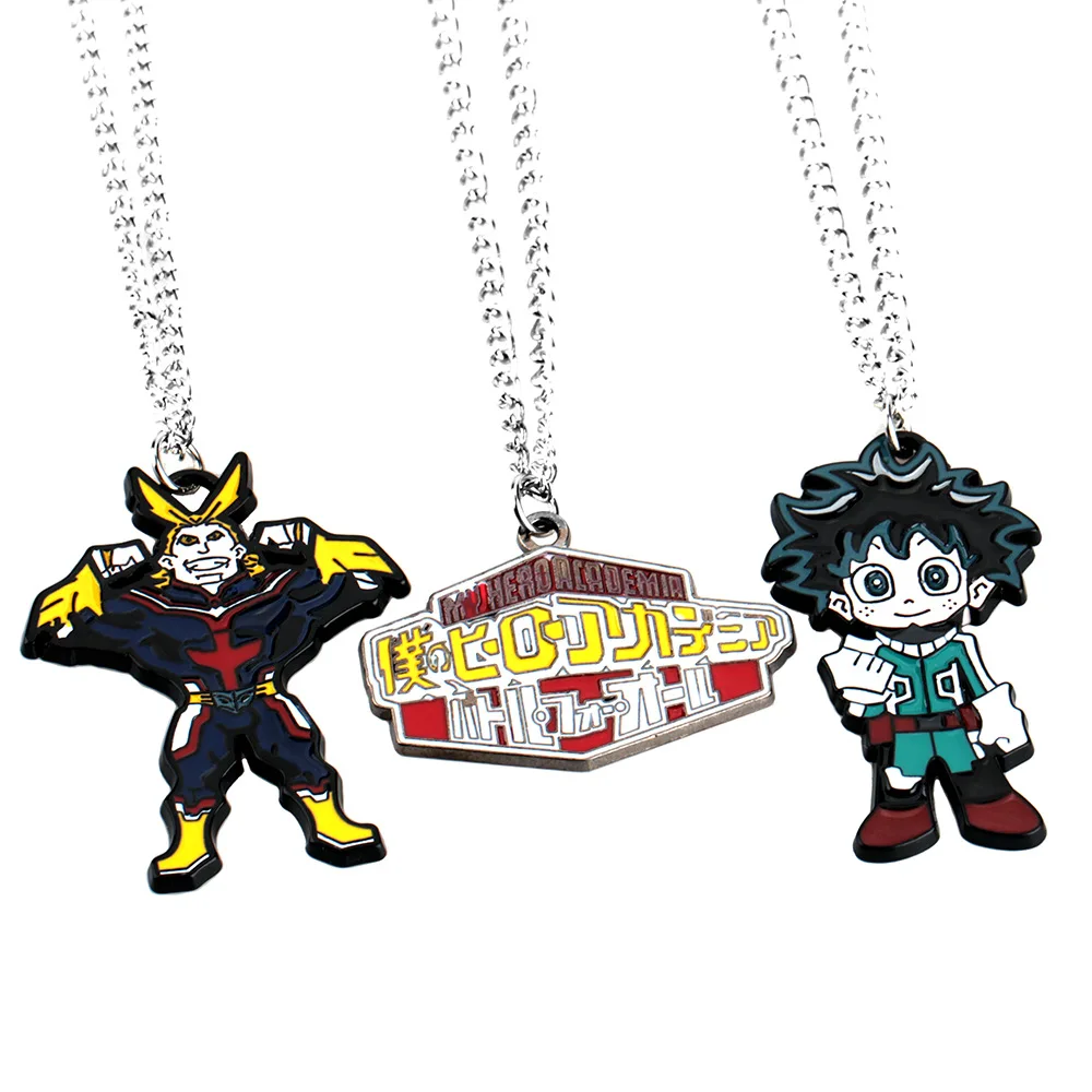 Anime My Hero Academia Enamel Pendant Necklace for Men Women Midoriya Izuku All·Might Chain Necklace Fans Cosplay Jewelry Gifts