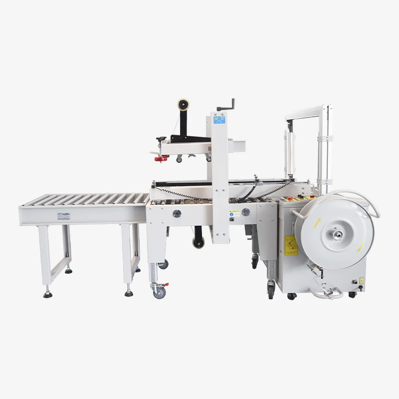 XFK-1C Hualian Automatic Corrugated Carton Boxes Packaging Packing Line Machine Combination With Box Strapping and Carton Tape