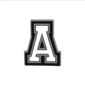 Preto e Branco Alfabeto Sapato Charme, PVC Sapato Acessório para Crocs, Pulseira, Chinelo, DIY Acessórios, Presentes para Holiday Party, 1Pc 6 principais vendas crocs branco original - №6