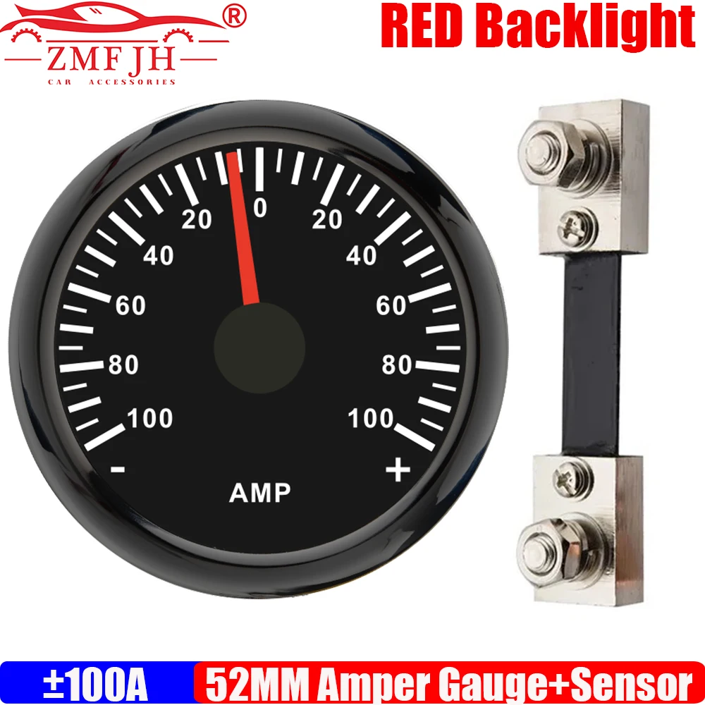 

ZMFJH Red Backlight 52mm Ammeter with Current Sensor Amperemeter +/-50A/+/-150A +/-100A AMP Gauge for Auto Car Boat Yacht 12V24V
