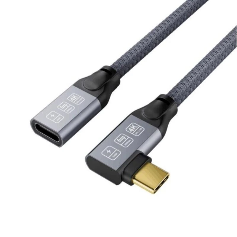 Linha extensão USB C ângulo reto/cabeça reta 240W Carregamento rápido e transferência dados 20 Gbps para o 16