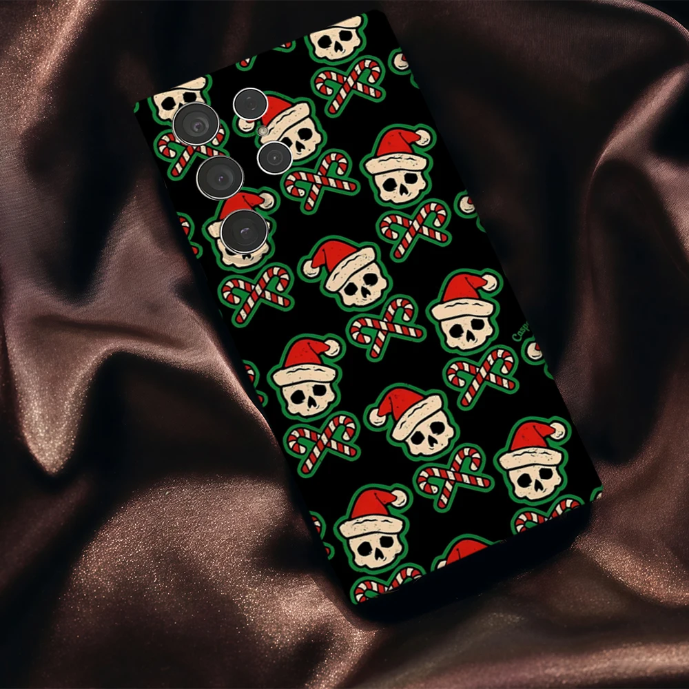 القوطية عيد الميلاد الجمجمة قضية الهاتف لسامسونج غالاكسي S25 S24 S23 الترا زائد A35 A132 لامع HD الغلاف الصلب فيلم قذيفة #5