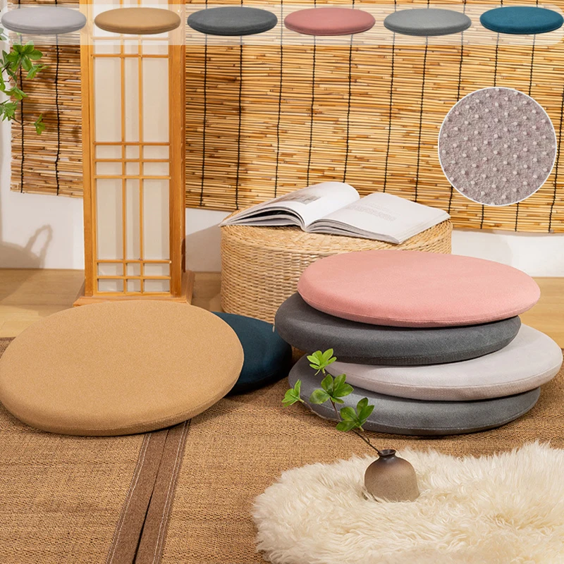 

1PC Round Soft Cushion Solid Color Detachable Memory Foam Chair Cushion with Non-Slip Base for Office Home & Car Seat Cushion 방석