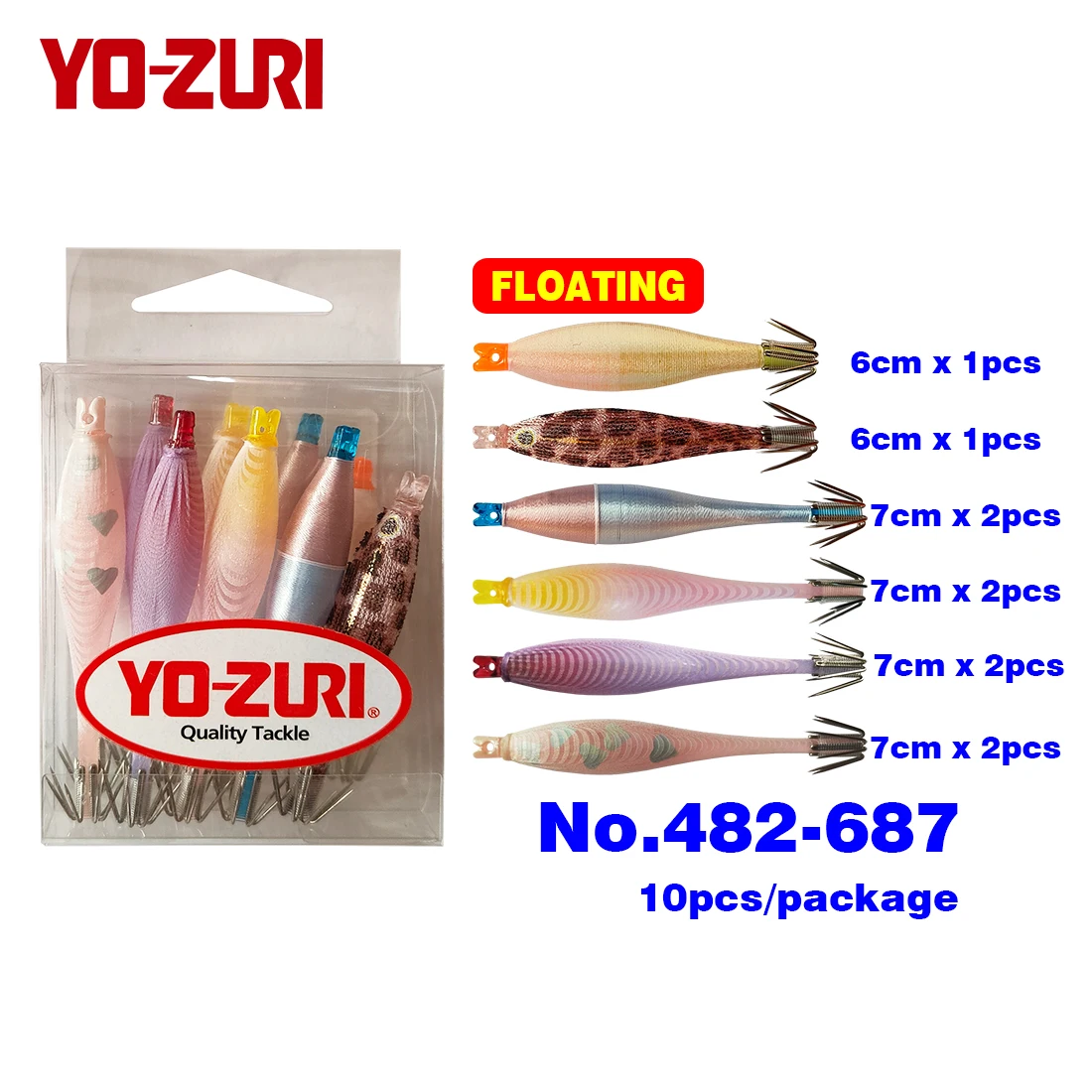Yo-zuri lula gabarito lula ganchos lula isca 6cm 7cm japão flutuante uv fluorescente 5 cores 10 pçs calamari Squid Jig Squid Hooks Squid Lure Bait 6cm 7cm Japan Floating UV Fluorescent 5colours 10pcs Japan