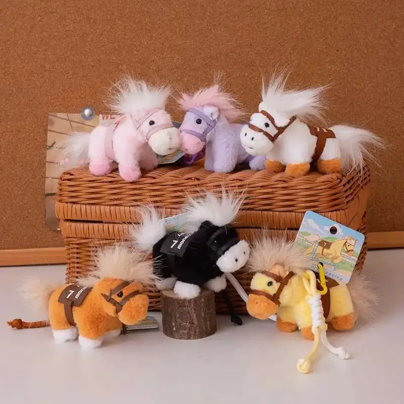 ใหม่ Happy Little Horse ตุ๊กตาของเล่นตุ๊กตามินิการ์ตูนที่มีสีสันอานม้าจี้ Cuddly พวงกุญแจกระเป๋าตกแต่งเด็กตลกของขวัญ