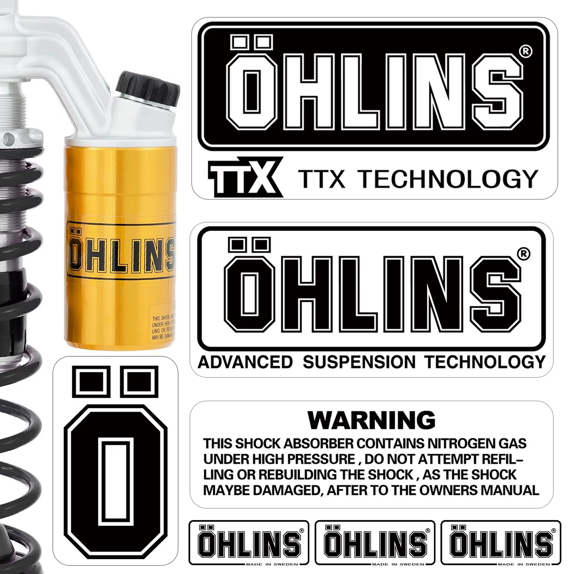 Motorcycle Shock Absorber Sunscreen Transparent Decorative Decal Moto Body Fuel Tank Helmet Vinyl Decals for Ohlins Sticker Logo image 2
