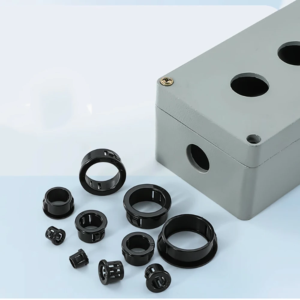 Black Round Plastic Snap-on Wire Grommet Computer Desk Wire Hole Cover Wire Inlet Outlet Seal Ring Hole Plug Cable Protector