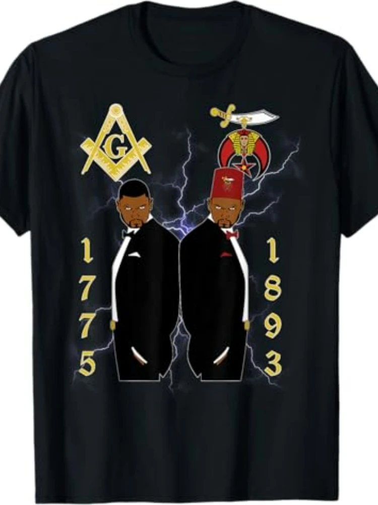 

Shriners1893 Masons 1775 Masonic Brothers Geometric-Patterned T-Shirt-100% Cotton Crew Neck Casual Tee.