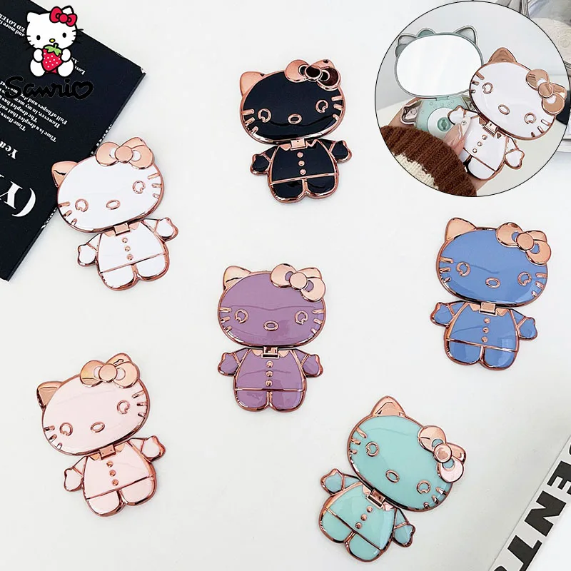 Sanrio Accessories Hello Kitty Phone Holders with Mirrors Kuromi Phone Back Stickers Portable Unniversal Bracket Ornaments Girl