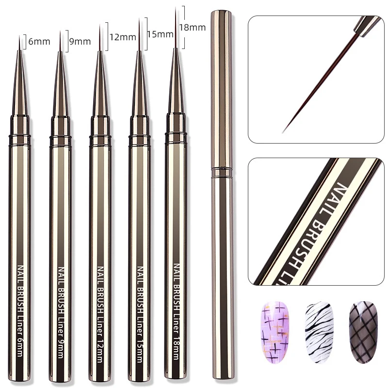 

1PCS Nail Art Liner Brushes Hand Painted Brush Acrylic UV Gel Colours Paints Builder Drawing Pen DIY Manicure Design Accessories