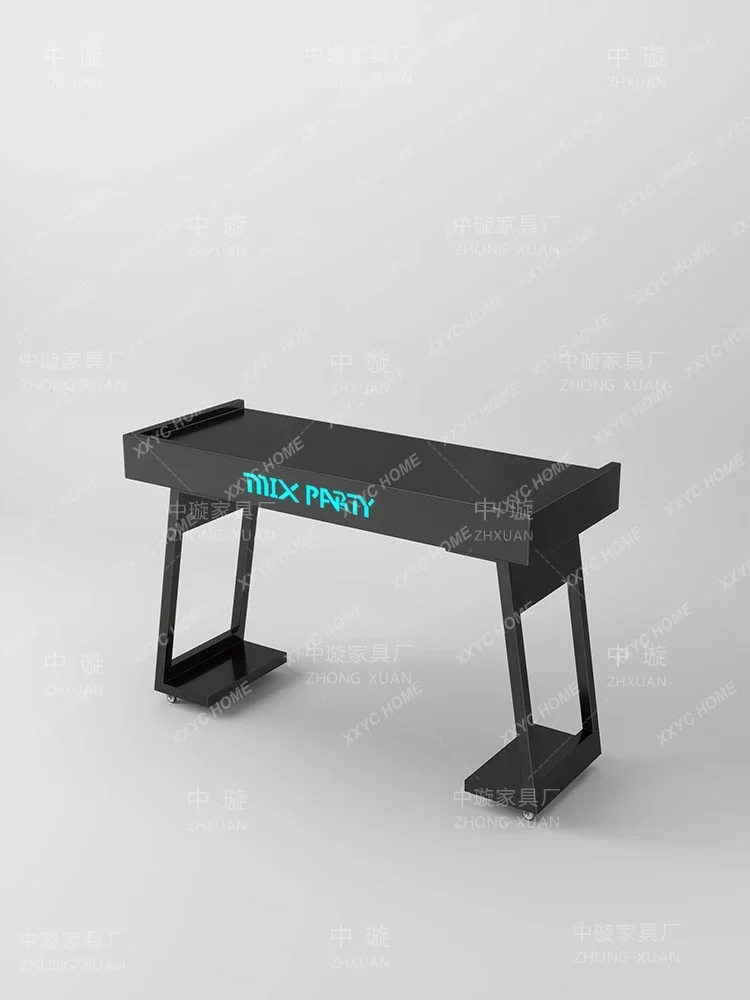 

Party room disc table luminous wrought iron stainless steel bar dedicated mobile DJ table