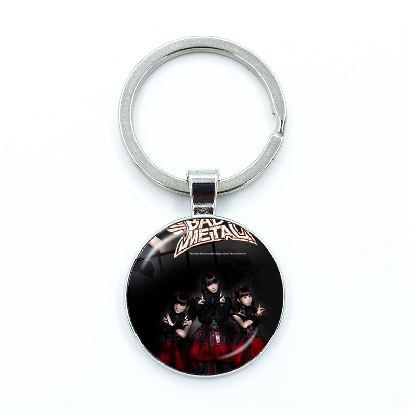 Babymetal Japanese Girl Metal Band Icons Keychain Glass Cabochon KeyRing Bag Car Key Chain Ring Holder Charms Jewelry Gifts