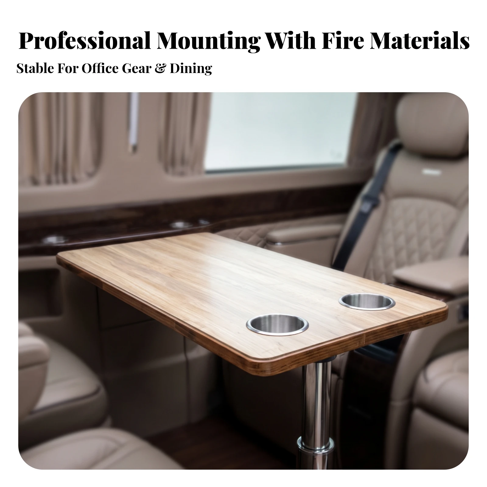 Tabletop with Cup Holders Compact Wooden Table Board TV Tray with Cup Holder Slim Versatile for Campers, RV Interior - view 2
