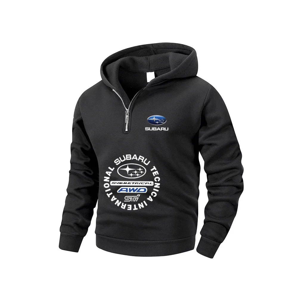 

Men's SUBARU hooded sweatshirt for 2026 Half zip sweatshirt, fleece sweatshirt, running SUBARU racing casual top