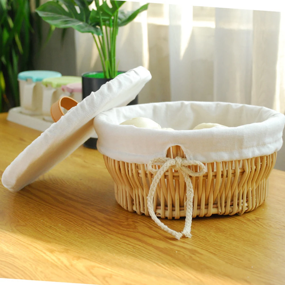 

Rattan Bread Basket Woven Storage Serving Proofing Cloth Fruit Round Bulk Modern Kitchen Bar Home Restaurant Picnic