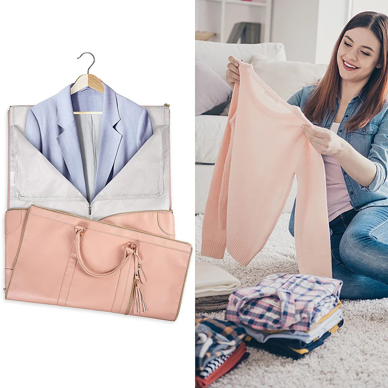 Bolsa de almacenamiento de traje plegable de PU grande para mujer, bolso de equipaje de alta capacidad, organizador multifunción deportivo para