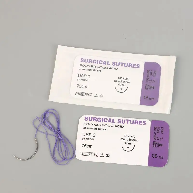 1/5PCS PGA 75CM With Needle 3/0 2/0 0 1 2 3 Absorbable Suture Thread Pet Dog Specific Teaching Demonstrations Exercises Use
