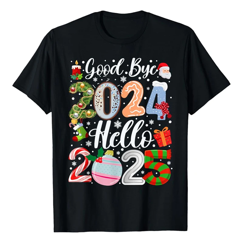 Happy New Year 2025 3D Printed T Shirt Casual Fashion Unique Pattern T-shirt Merry Christmas Festival Trendy Popular Tee Top