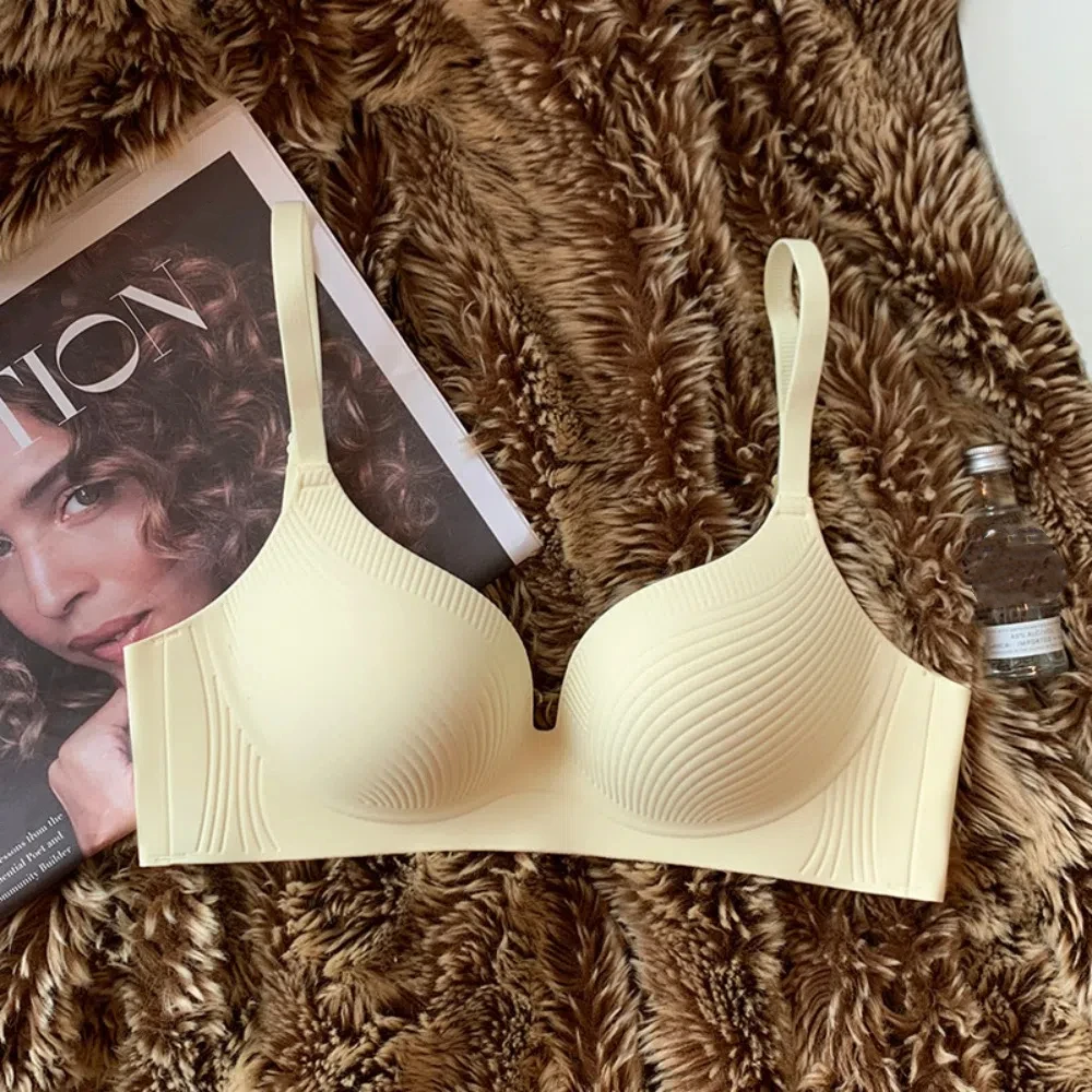 Solid Color Wireless Deep V Bra Shockproof Anti-sagging Push Up Underwear Close-fitting Gathered Breasts Seamless Bras Running