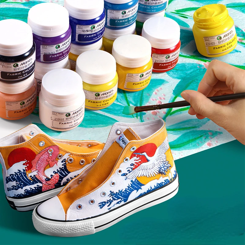 DIY Hand-painted Dye Waterproof Acrylic Textile Fiber Paint Suitable for Clothes Bags Shoes