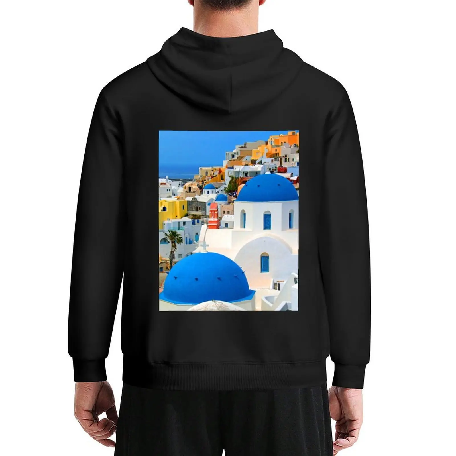 

Santorini Greece Color Hoodie japanese style men wear men clothing men's sweat-shirt set big size hoodie
