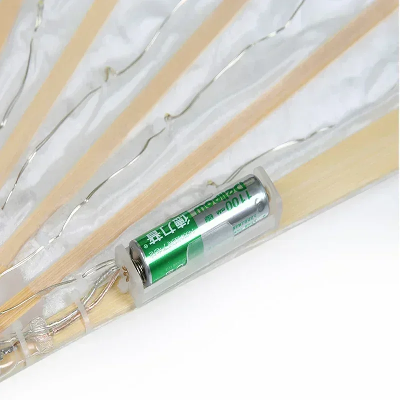 Led carnaval luz mostrar ventilador de seda branca véu barriga festival palco desempenho ventilador luminoso festa de halloween prop ventilador luminoso