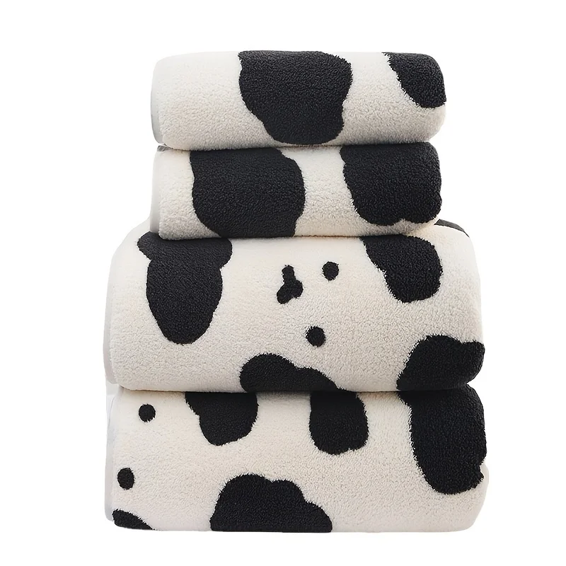 1pc Soft and Absorbent Cow Towels - Fast Drying Microfiber Bath Towels - 35x75cm/13.7x29.5in and 70x140cm/27.5x55.1in Sizes