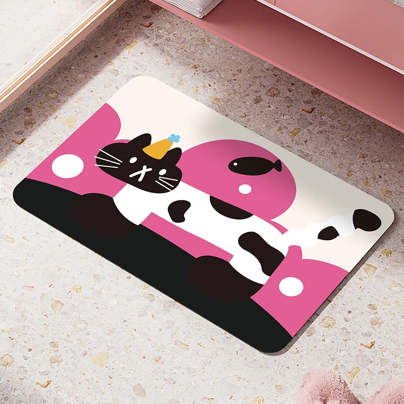 

Cat bathroom floor mat bathroom non-slip strong absorbent toilet door bathroom diatom mud quick drying foot mat carpet