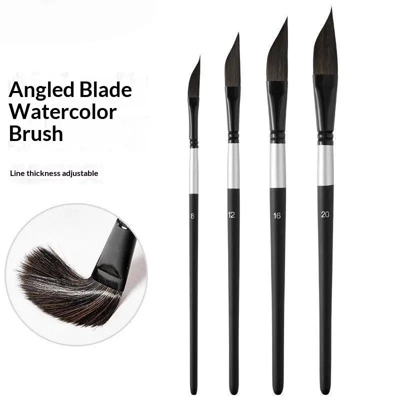 1/4Pcs Hand-painted Knife-shaped Watercolor Brush Nylon Hair Gouache Liner Drawing Pen For Water Painting Supplies