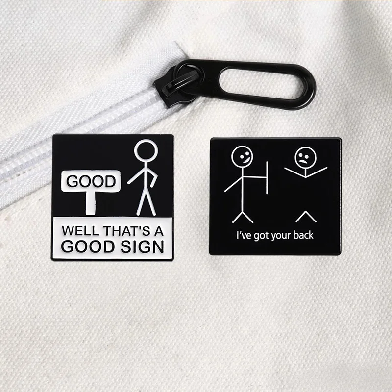 Funny Meme Stick Figure Enamel Badge Sarcastic Quote Pin Brooch Humor Cartoon Metal Lapel Pins Clothing Decor Jewelry Gift
