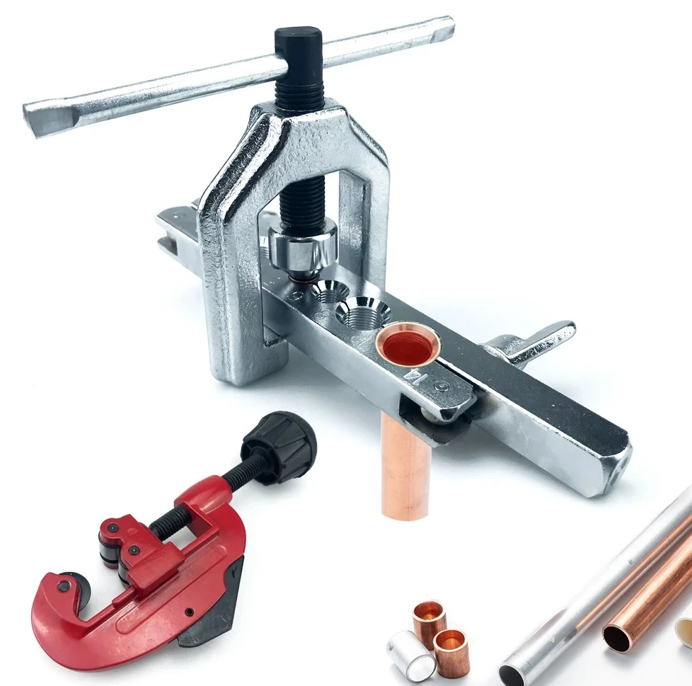 New Double Pipe Flaring Tool Kit, Tube Bender & Repair Set for Aluminium Copper Brass Pipes, Mechanic & Plumber Flares Tool