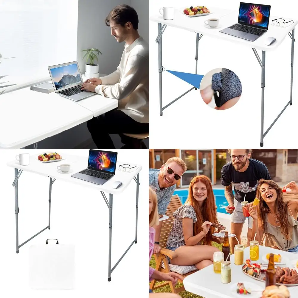 

Портативный складной пластиковый стол квадратной формы (1,2 м) с ручкой и замком, идеально подходит для использования на улице и в помещении