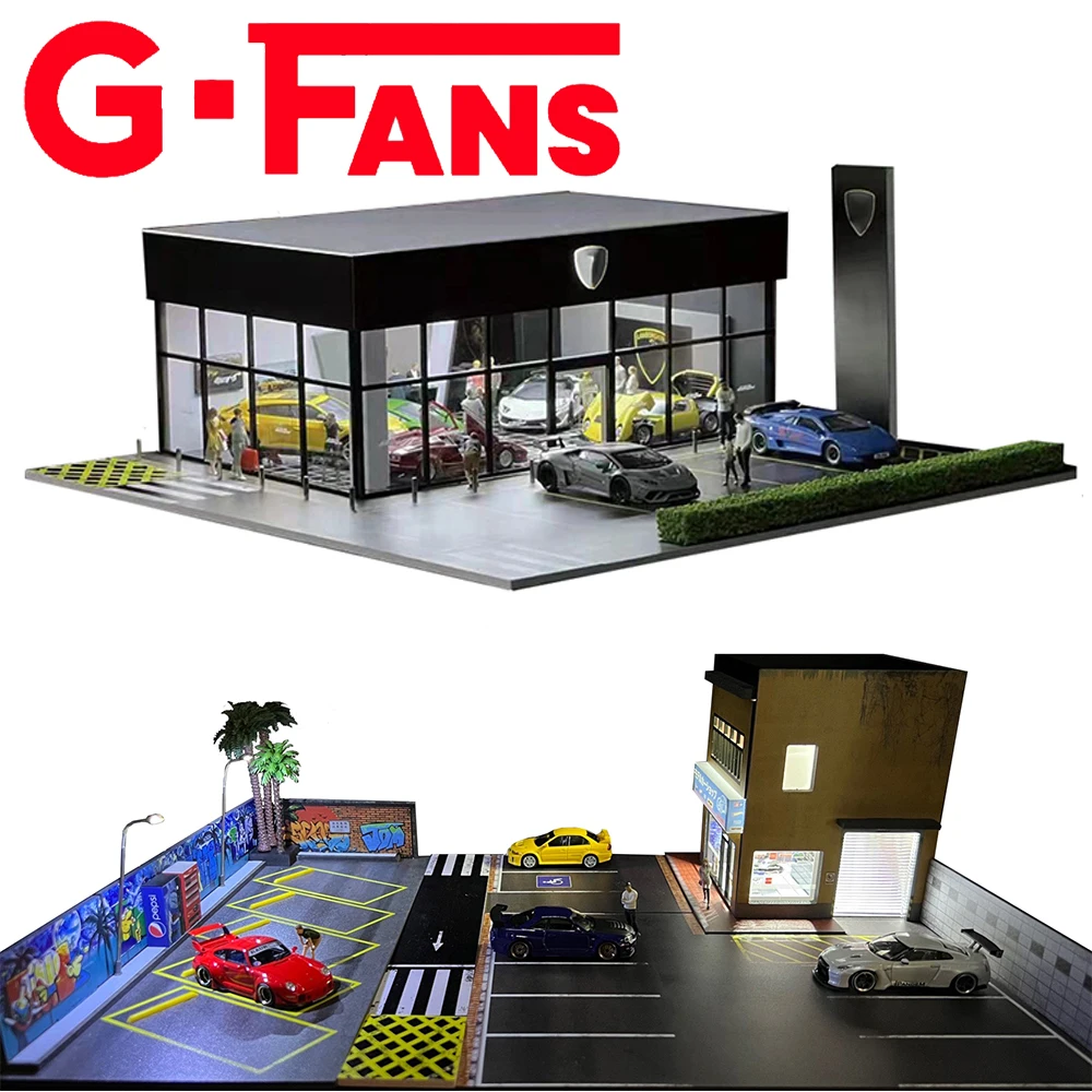 GFans NEW 1:64 Parking lot model scene 1/64 simulation alloy car model toy garage storage dust ornaments