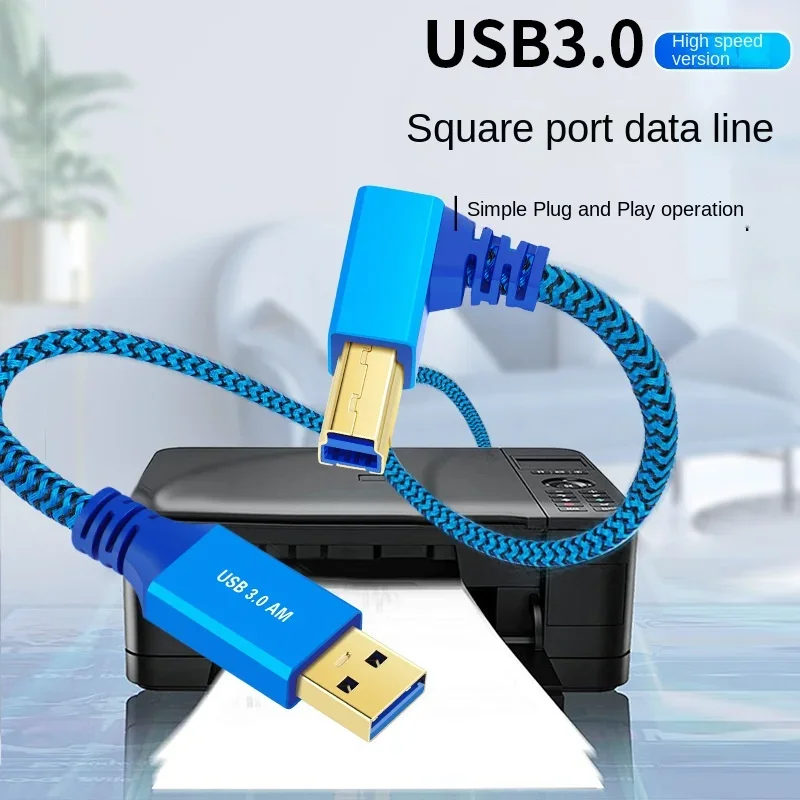 USB 3.0 A Male to Type B Male Right Angle 90 degree to USB3.0 Cord AM/BM High Speed Printer Cable 0.5m 1m 2m 3m