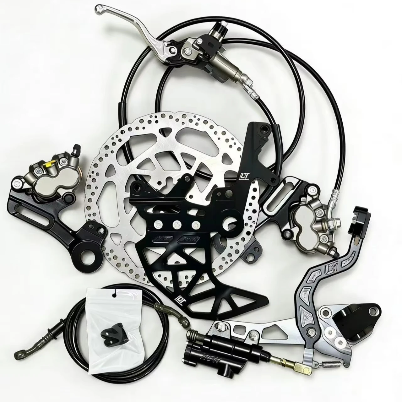 New Aluminum Reinforced Dual Caliper and Foot Brake Bracket Kit for Rear Surron Light Bee LBX Ultra Bee Motorcycles