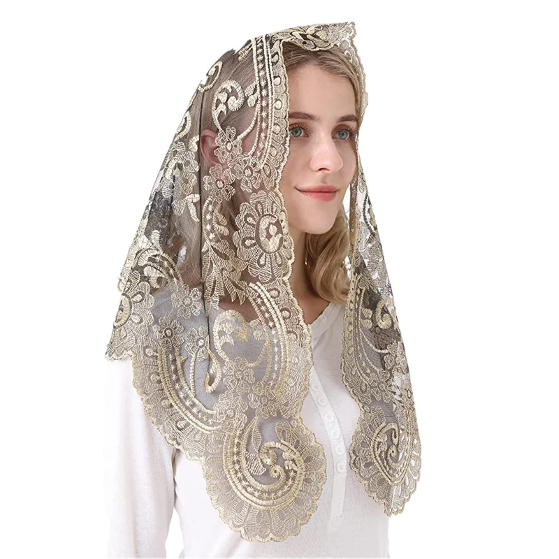 Spanish Traditioanl Triangle Veil Black and White Christian Catholic Church Veils for Women