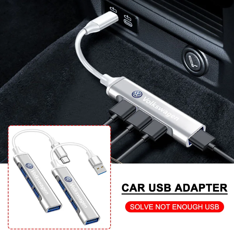 

Auto Logo Type-C Turn USB Adapter USB Multi Port Distributor Hub for VW Golf-6 7 4 5 POLO Jetta Passat B5 B6 B7 T4 T5 GolF GTI