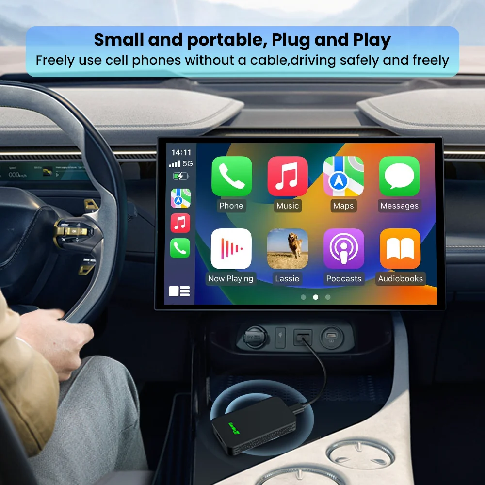 CarlinKit 5.0 CarPlay Android Auto Adapter bezprzewodowy Przenośny klucz sprzętowy do radia samochodowego OEM z przewodowym CarPlay/Android Auto